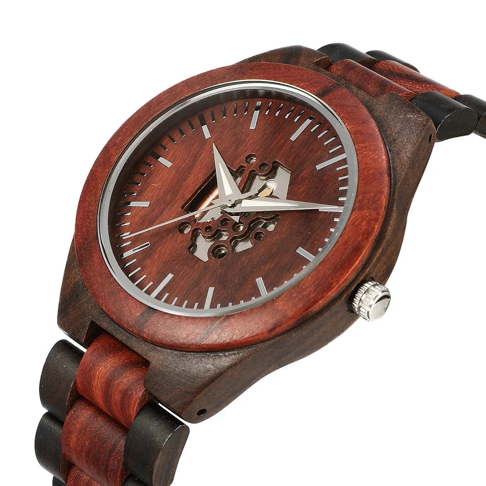 Heren Analoog Horloge met Houten Accenten 1