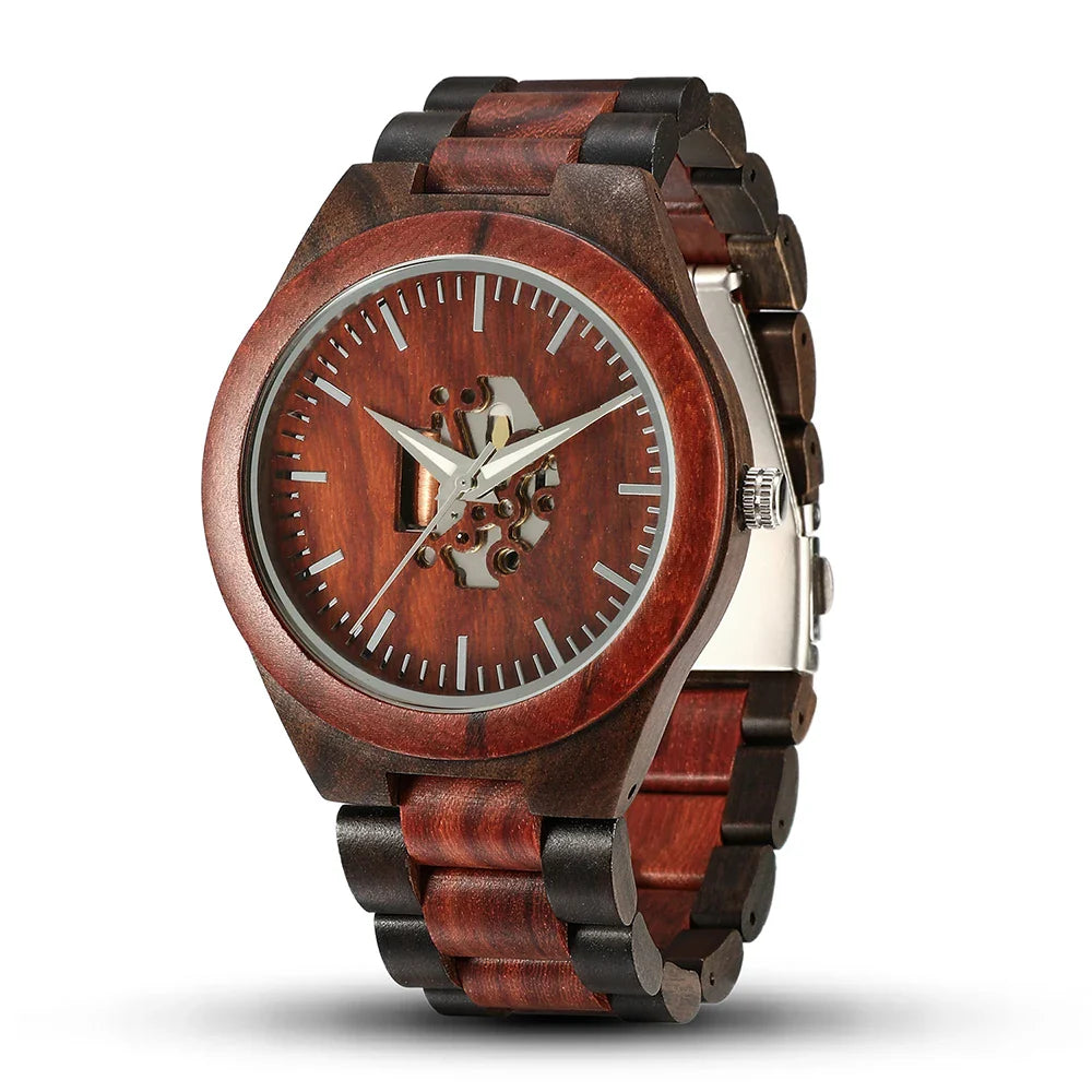 Heren Analoog Horloge met Houten Accenten 2