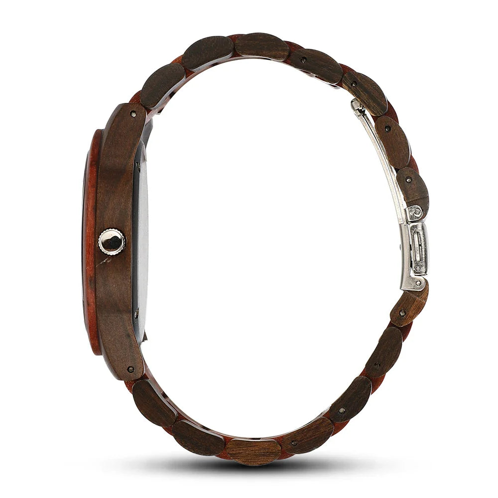 Heren Analoog Horloge met Houten Accenten 8