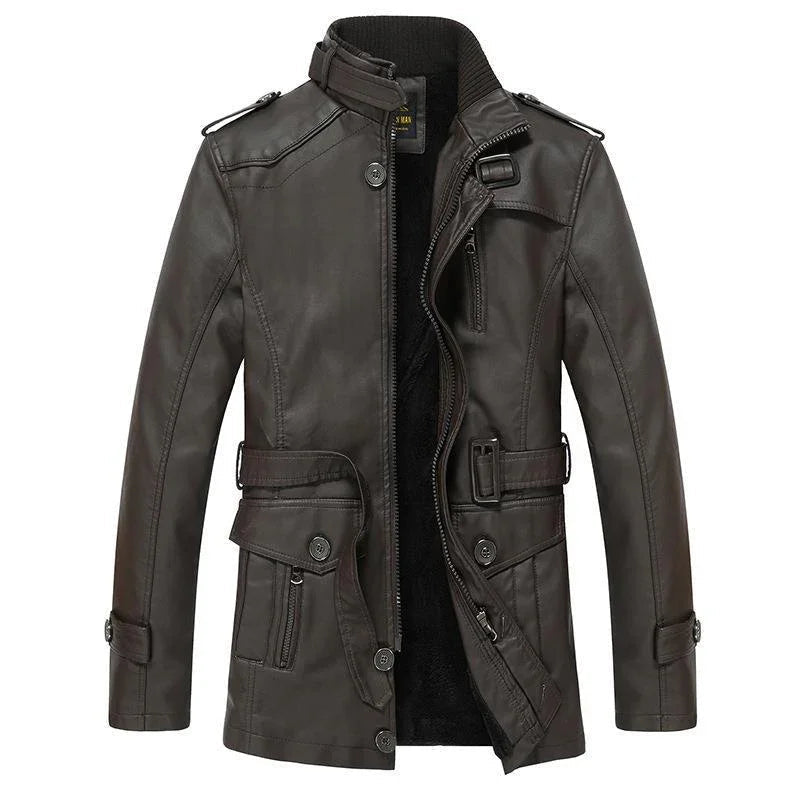 Heren Bikerjack met Hoge Kraag en Ritssluiting 1