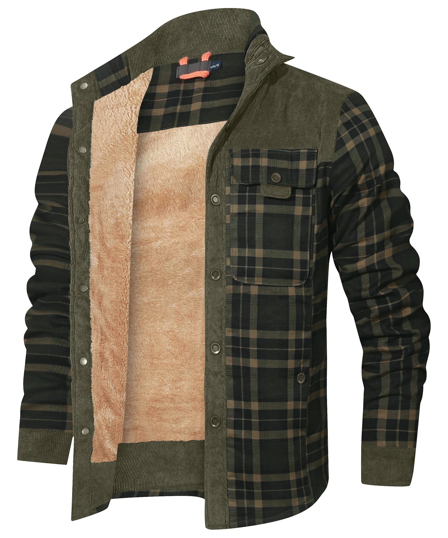 Heren Bomberjack Winter Winddicht Casual Geruit Sherpa Gevoerd Flanel 10