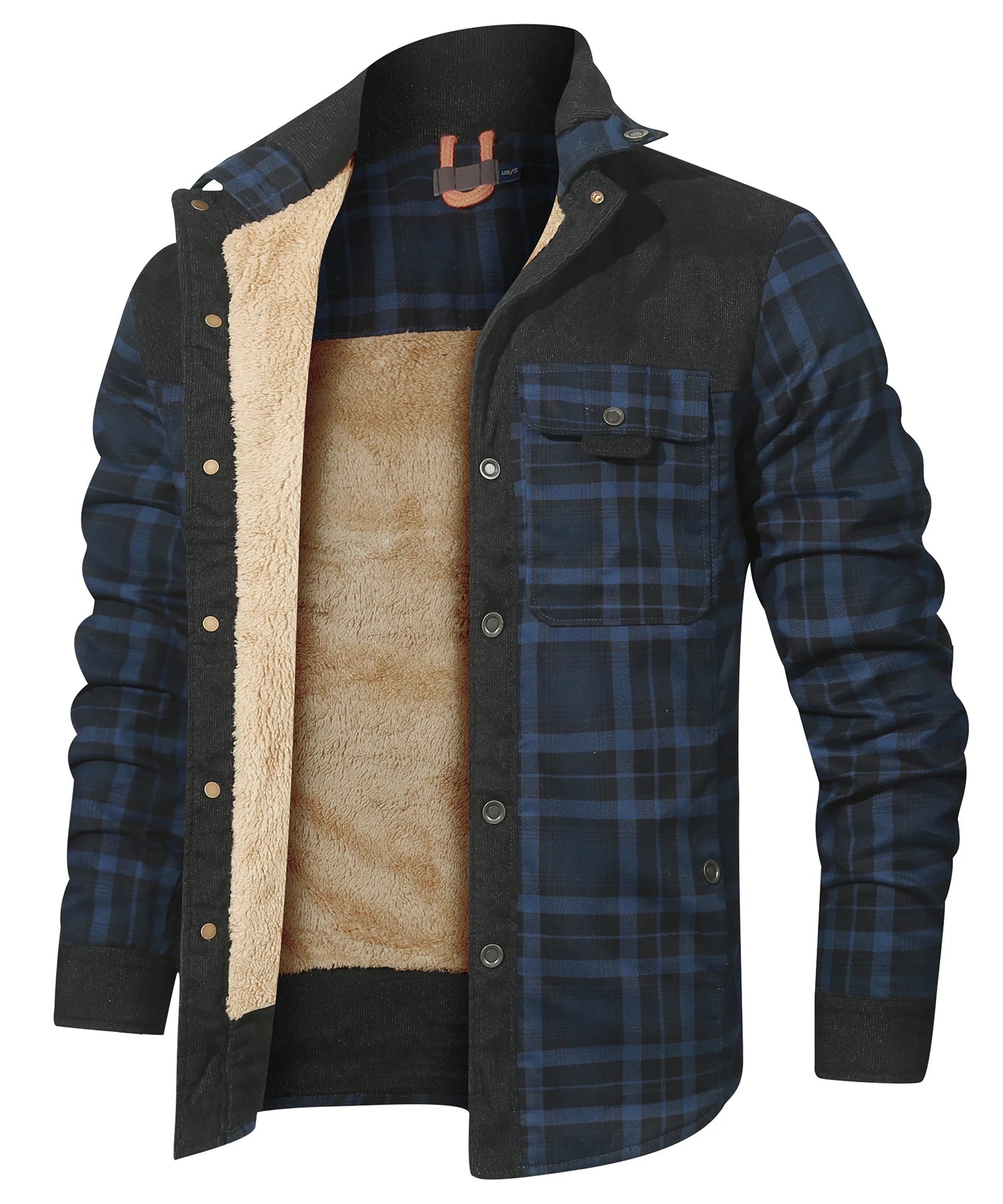 Heren Bomberjack Winter Winddicht Casual Geruit Sherpa Gevoerd Flanel 11