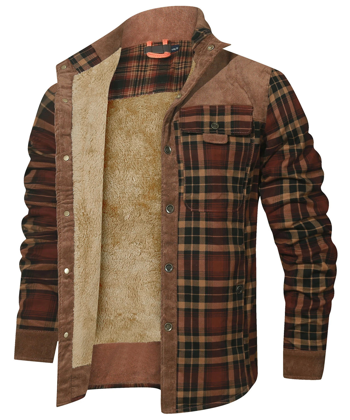 Heren Bomberjack Winter Winddicht Casual Geruit Sherpa Gevoerd Flanel 12