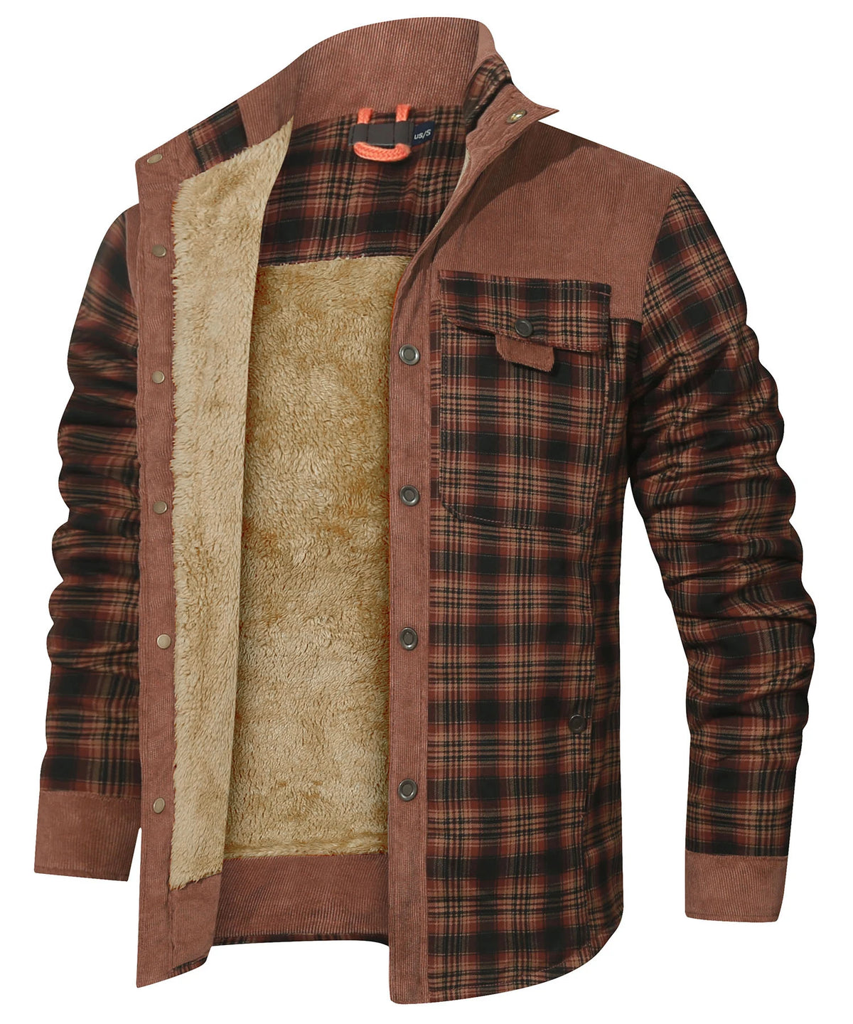 Heren Bomberjack Winter Winddicht Casual Geruit Sherpa Gevoerd Flanel 7