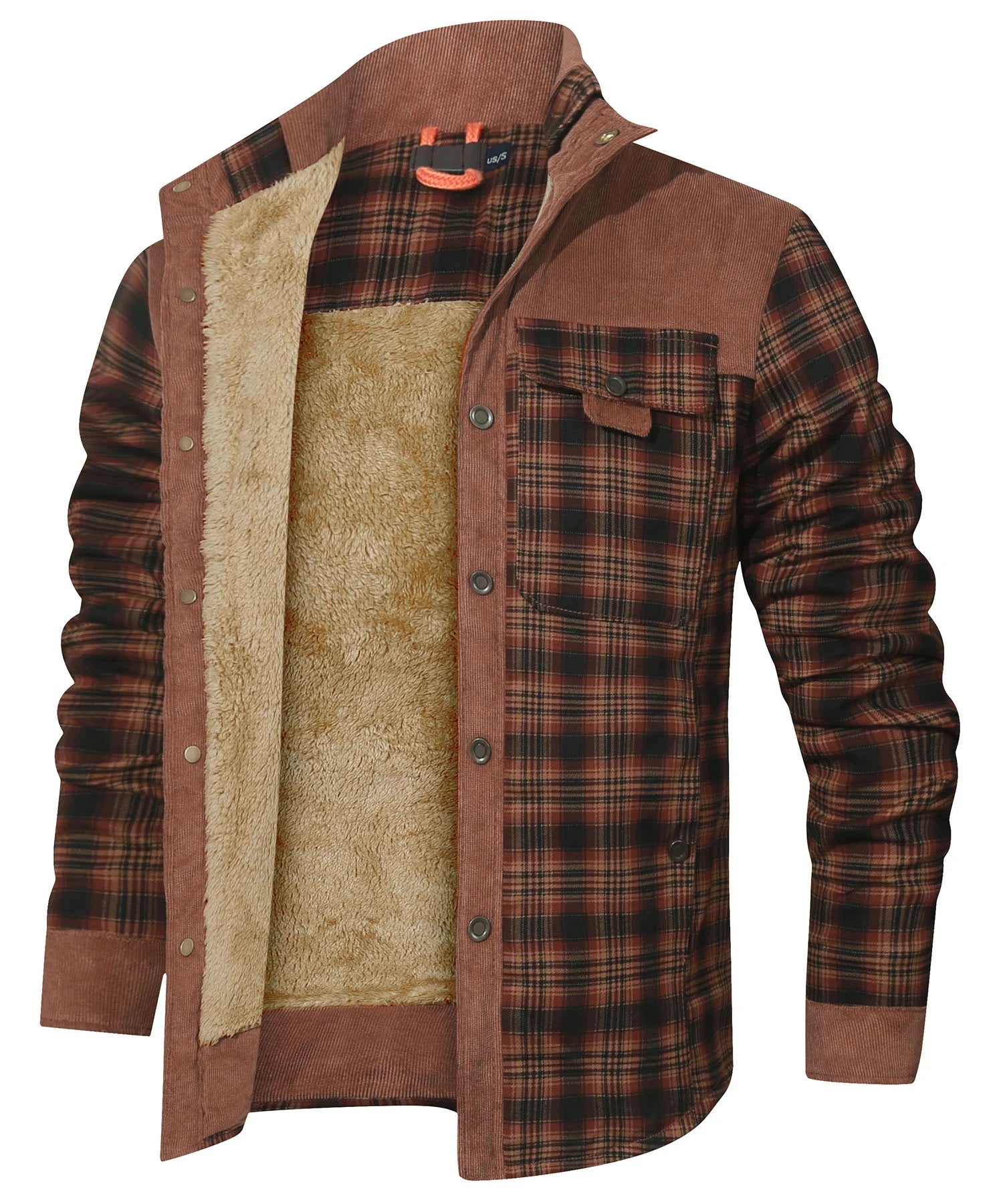 Heren Bomberjack Winter Winddicht Casual Geruit Sherpa Gevoerd Flanel 7
