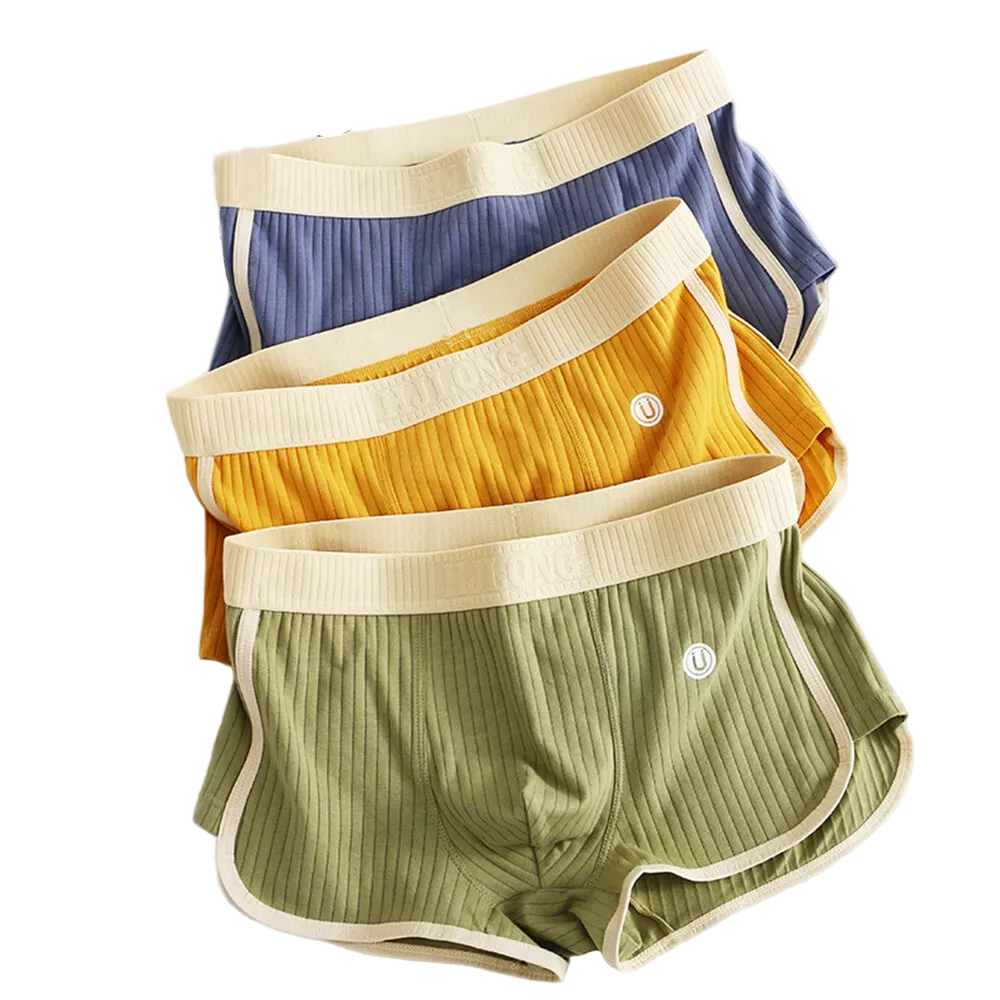 Heren Boxershorts Set Met Geribbelde Textuur - Drie Stuks Ondergoed 0