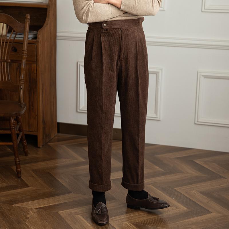 Heren Broek Retro Rechte Snit Stijlvol met Elastische Taille 8