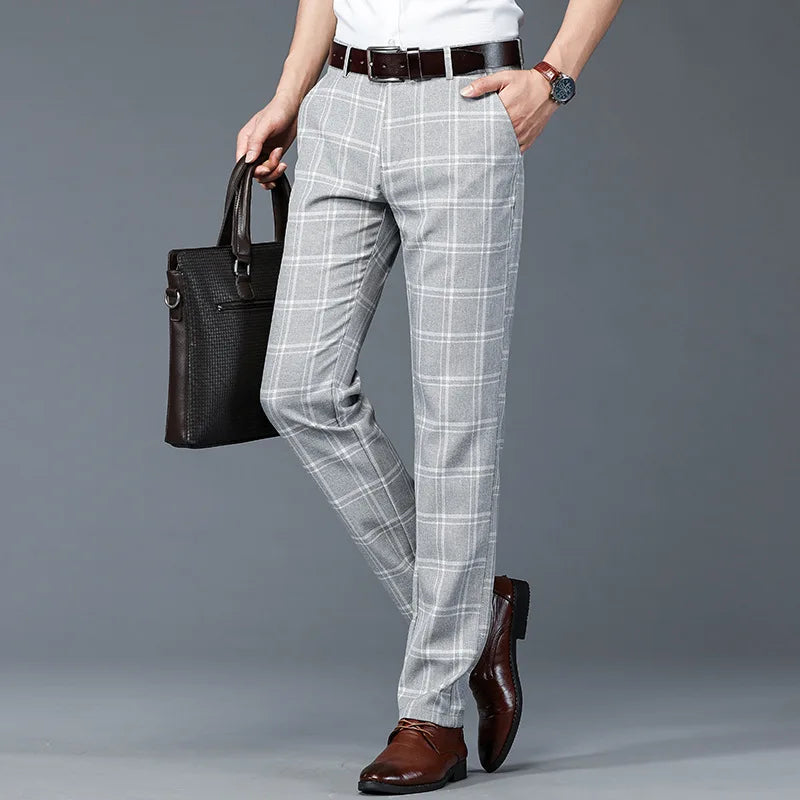 Heren Broek Slim Fit Geruit Stijlvolle Casual Pantalon 1
