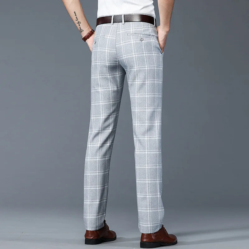 Heren Broek Slim Fit Geruit Stijlvolle Casual Pantalon 3