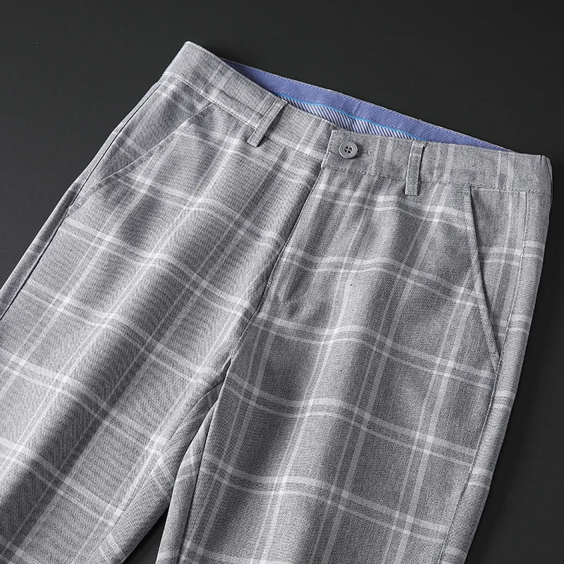 Heren Broek Slim Fit Geruit Stijlvolle Casual Pantalon 5