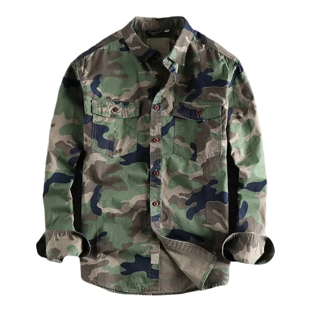 Heren Camo Shirt Met Borstzakken 0