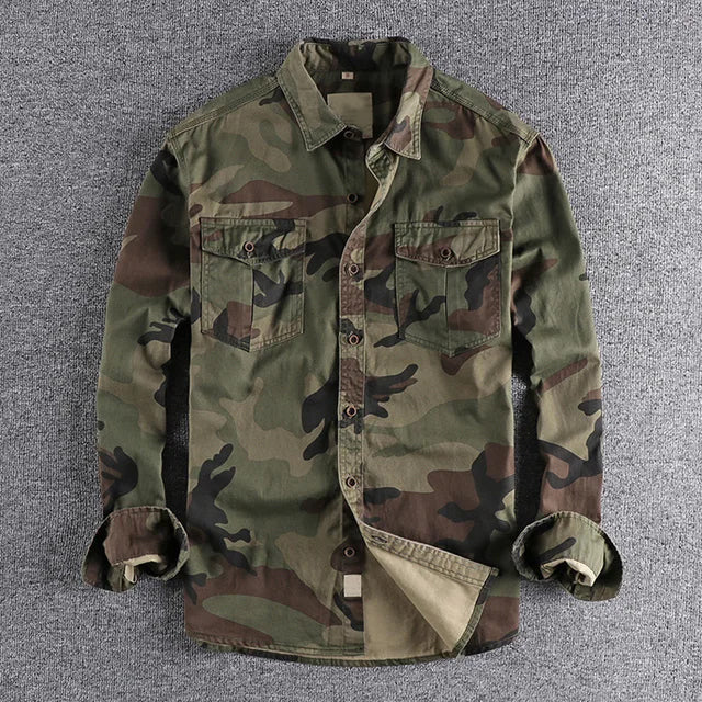 Heren Camo Shirt Met Borstzakken 1