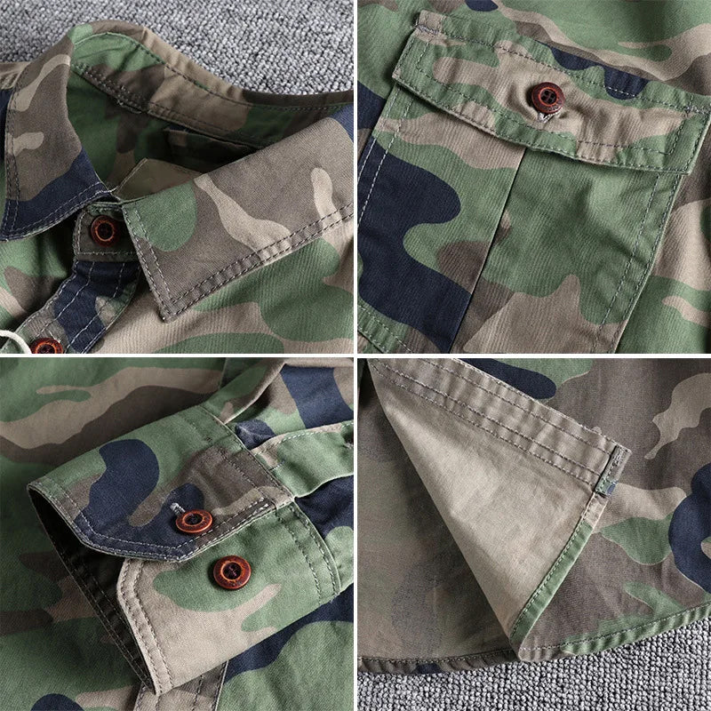 Heren Camo Shirt Met Borstzakken 4