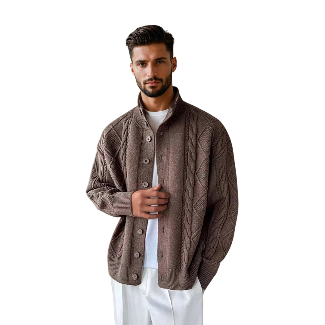 Heren Cardigan Gebreid met Kabelpatroon 0
