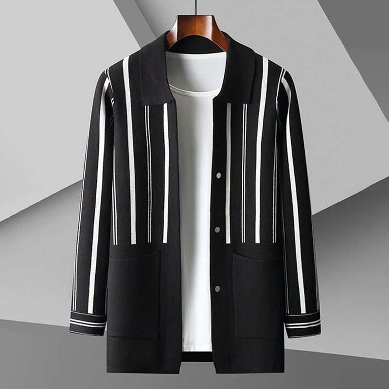 Heren Cardigan Groot Gestreept 2