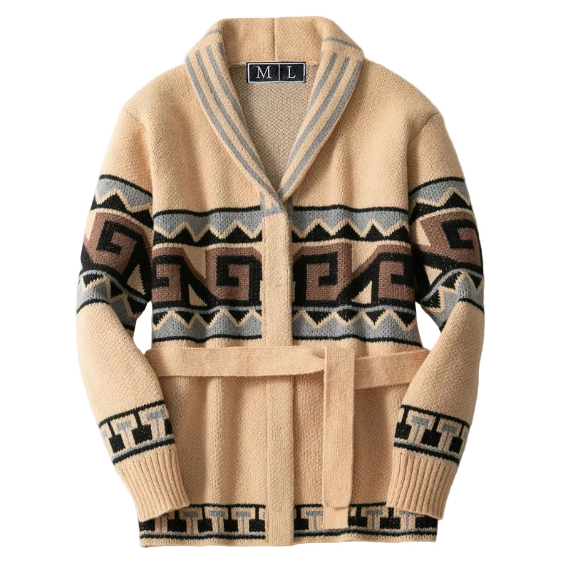 Heren Cardigan Sjaalkraag Met Geometrische Patronen 0