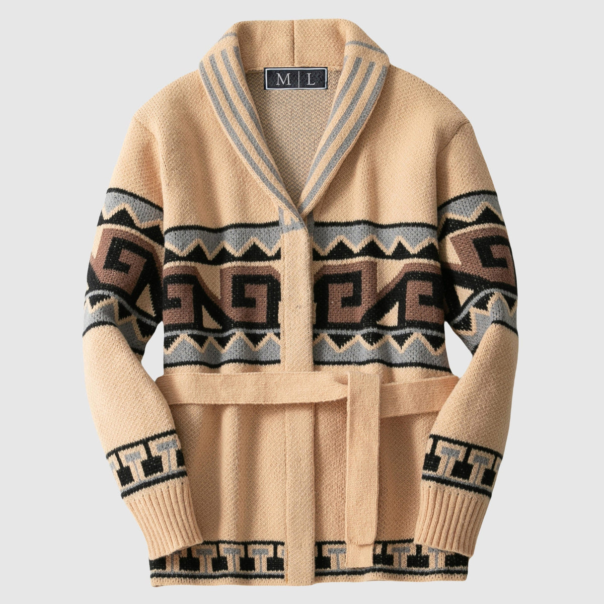 Heren Cardigan Sjaalkraag Met Geometrische Patronen 3