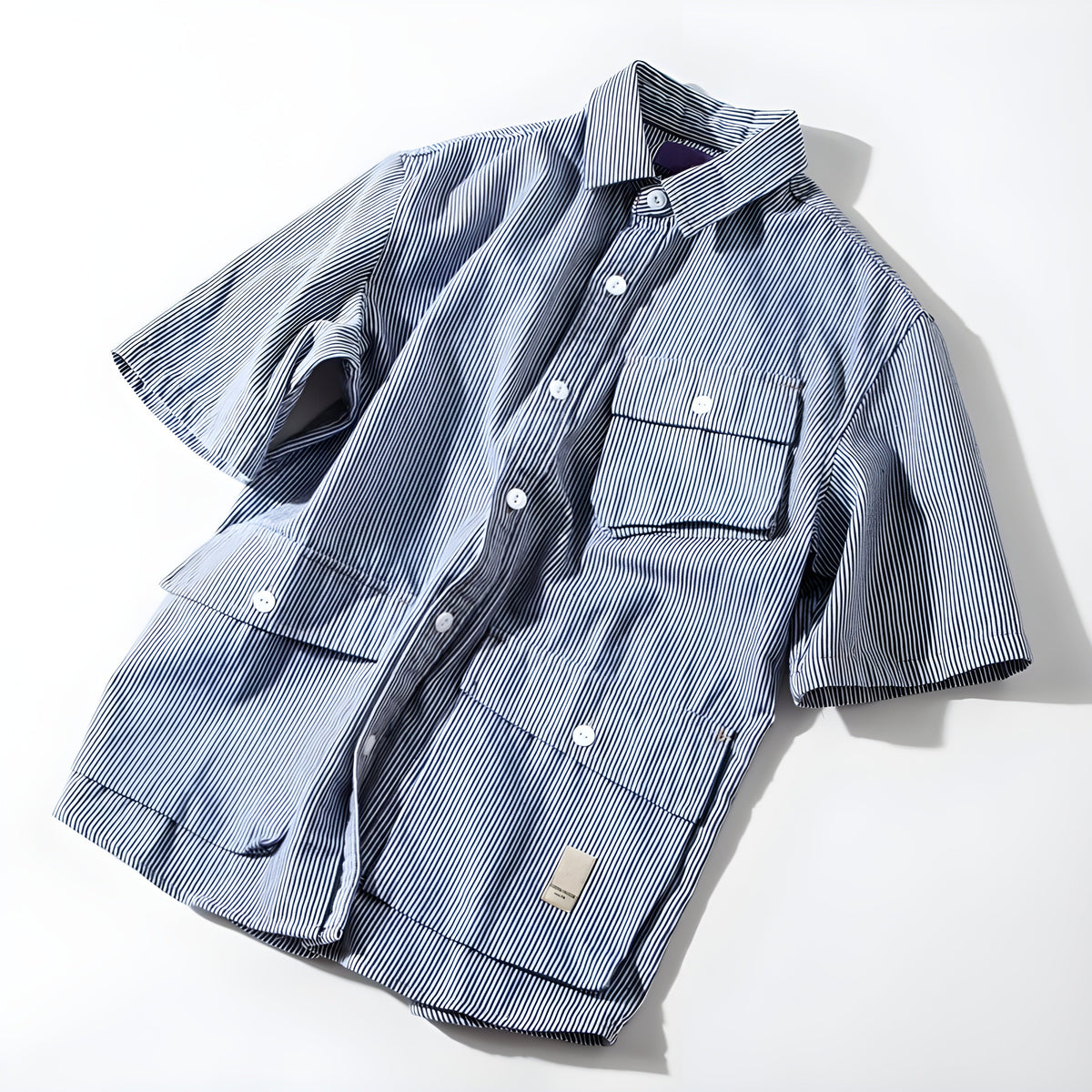 Heren Cargo Werkshirt Met Opgestikte Zakken 1