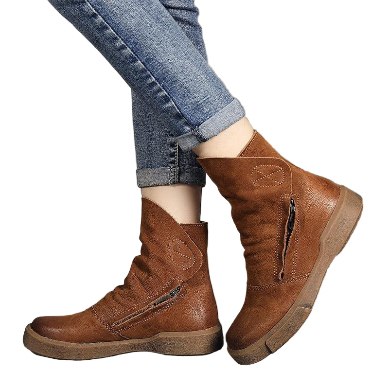 Heren Casual Boots van Koeienleer met Rits 0