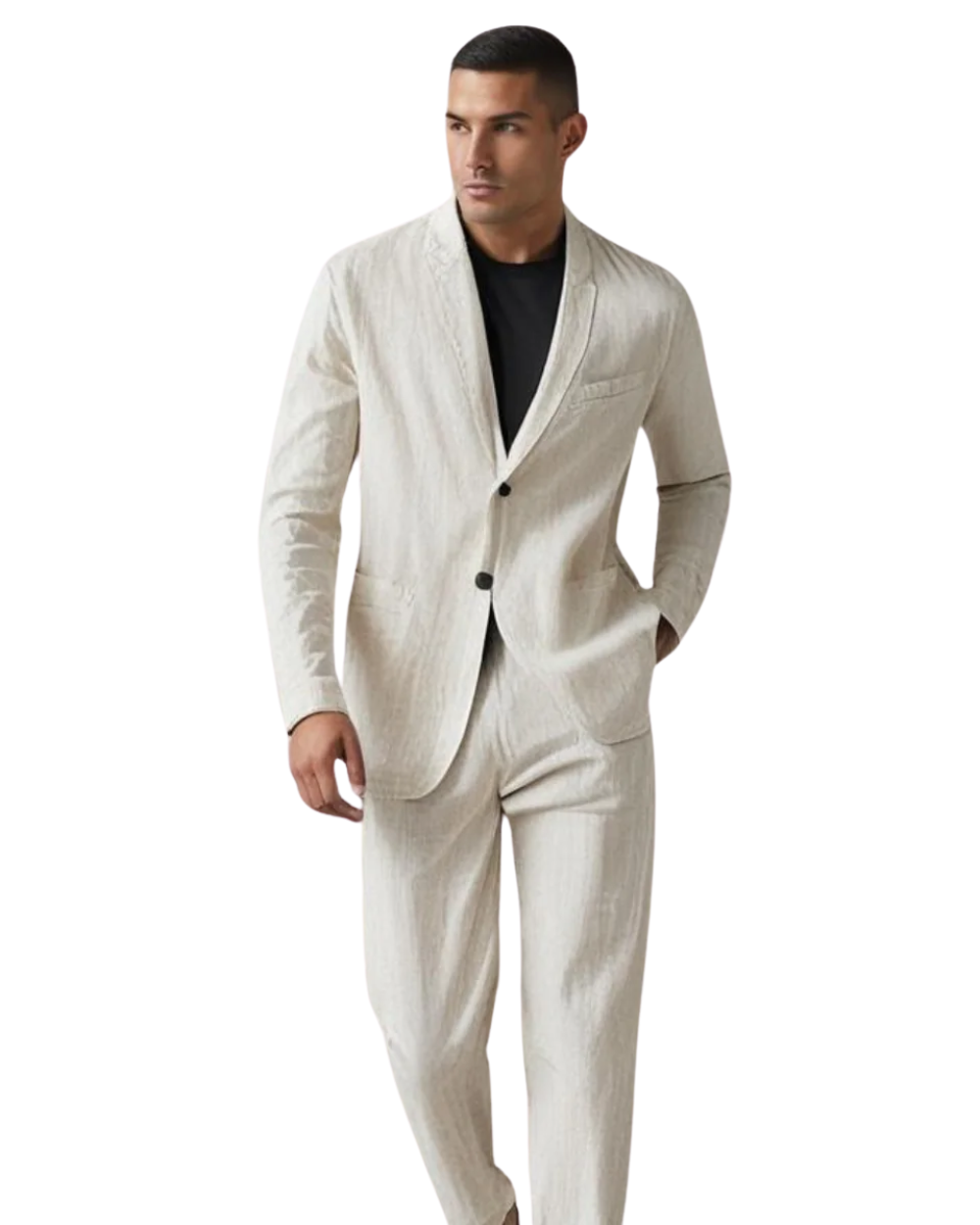 Heren Casual Linnen Set Met Ademende Pasvorm 1