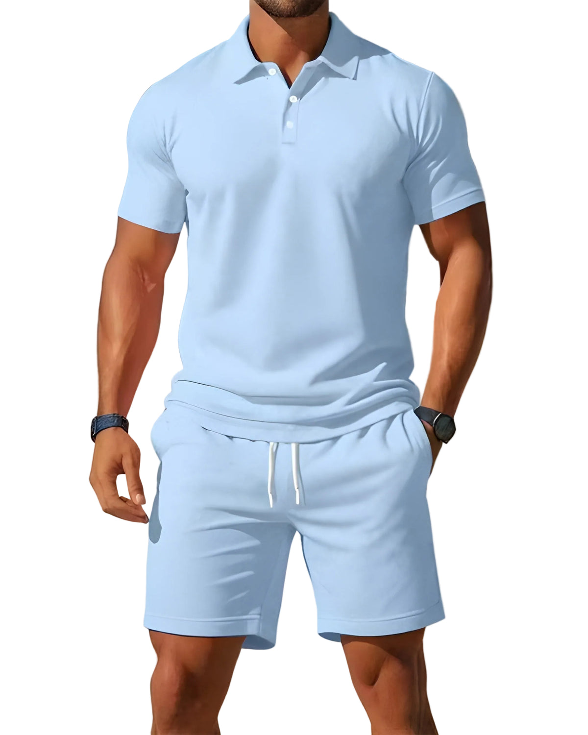 Heren Casual Poloshirt en Short Set Met Korte Mouwen 0