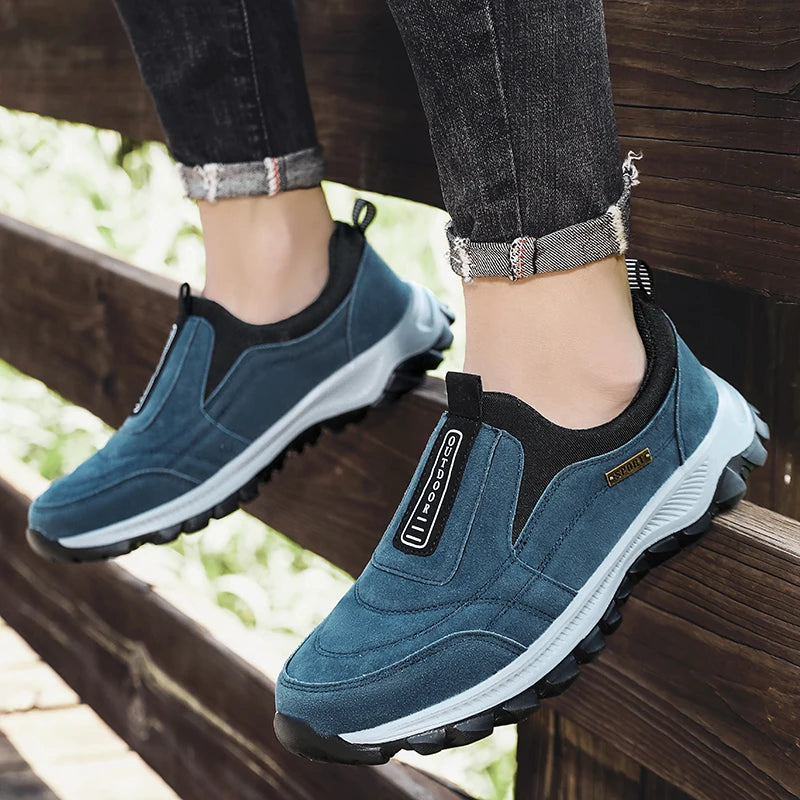 Heren Casual Wandelschoenen Ademend Suède Leer 5