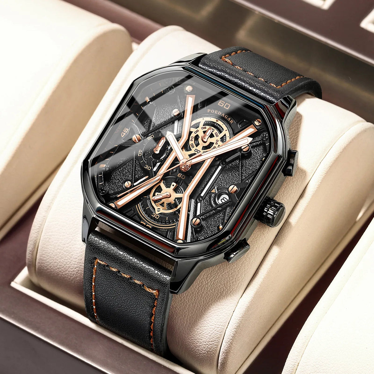 Heren Chronograaf Horloge met Skelet Wijzerplaat 0