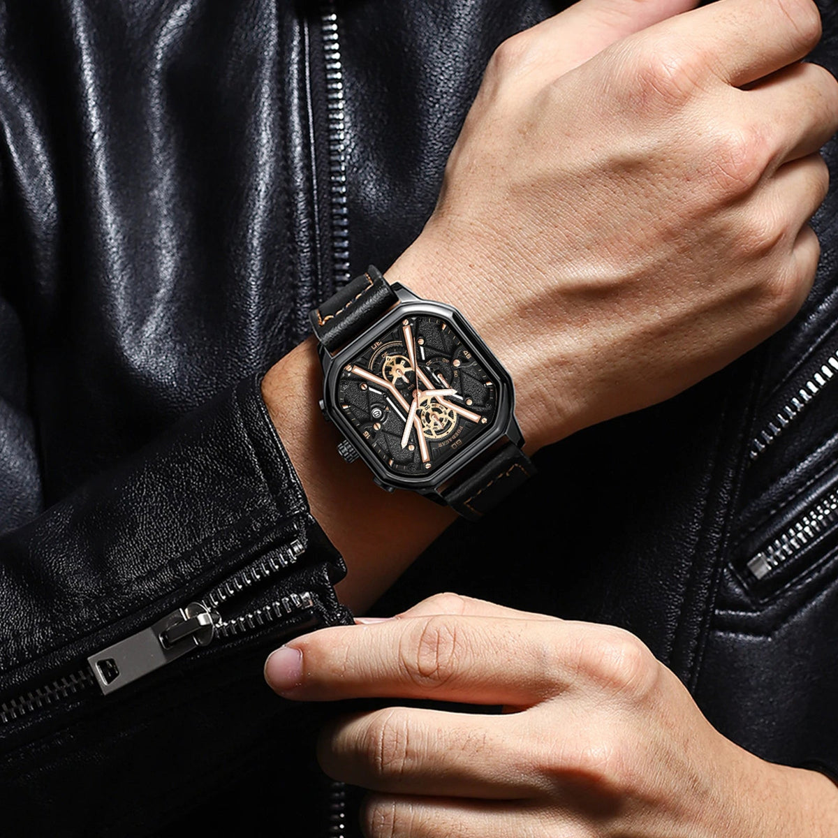 Heren Chronograaf Horloge met Skelet Wijzerplaat 4