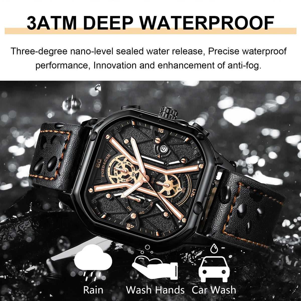 Heren Chronograaf Horloge met Skelet Wijzerplaat 6