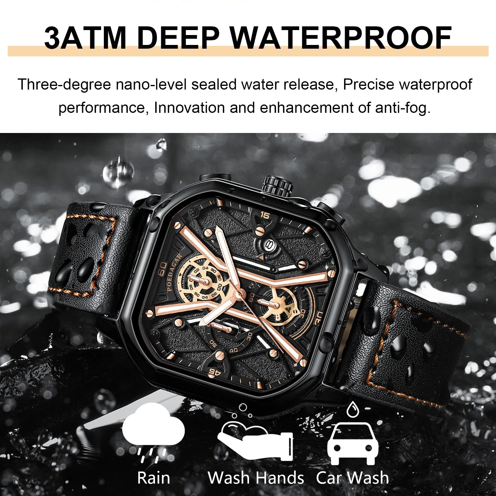 Heren Chronograaf Horloge met Skelet Wijzerplaat 6