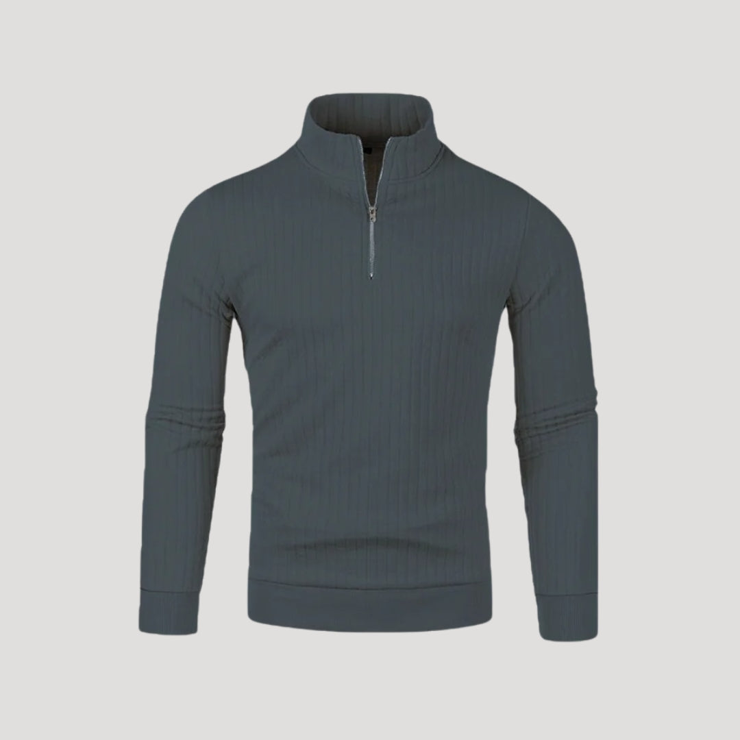 Heren Coltrui met Geribbelde Textuur en Kwart Rits 6