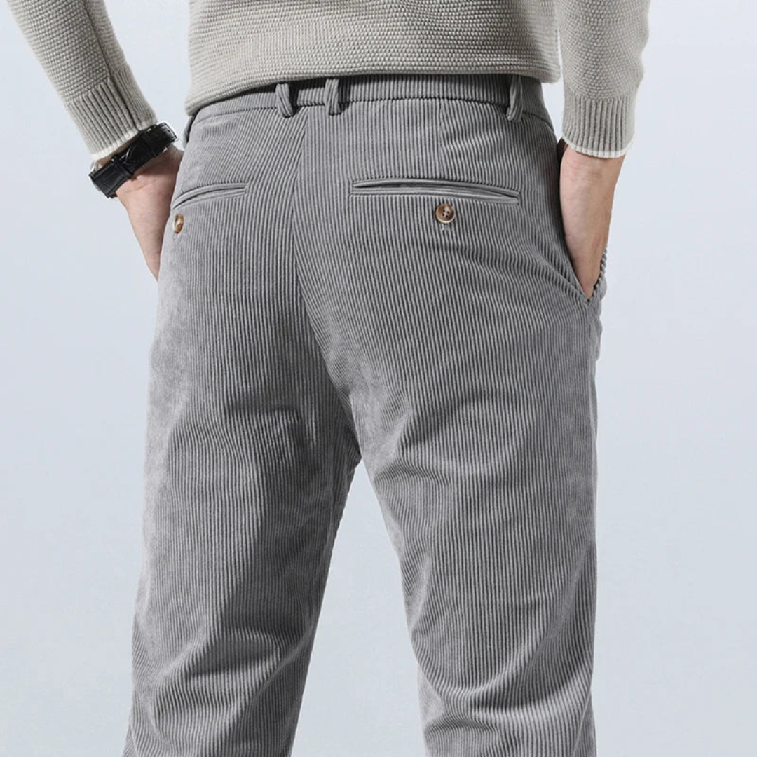 Heren Corduroy Broek Met Geribbelde Textuur 2