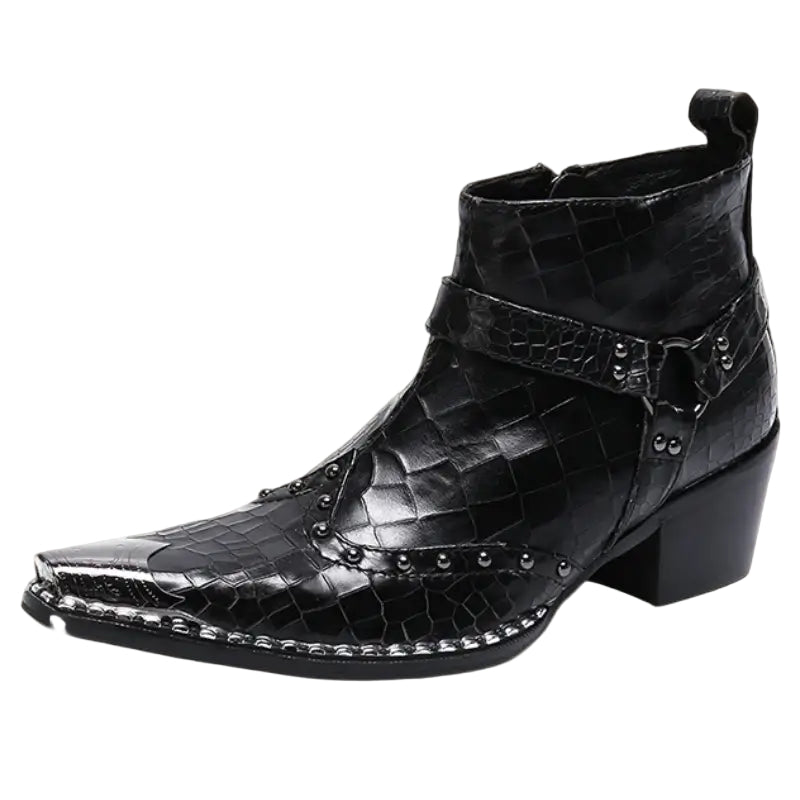 Heren Cowboylaarzen Laag Leer met Krokodillenprint 0