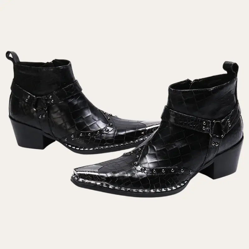 Heren Cowboylaarzen Laag Leer met Krokodillenprint 2