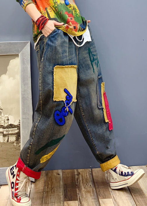 Heren Denim Broek met Blauwe Patch Appliqué 2