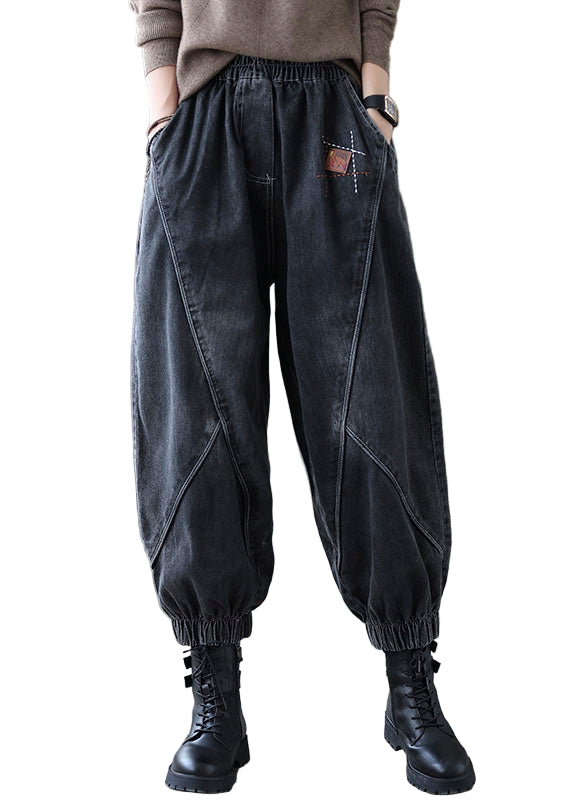 Heren Denim Broek met Elastische Taille en Zakjes Casual Pasvorm 0