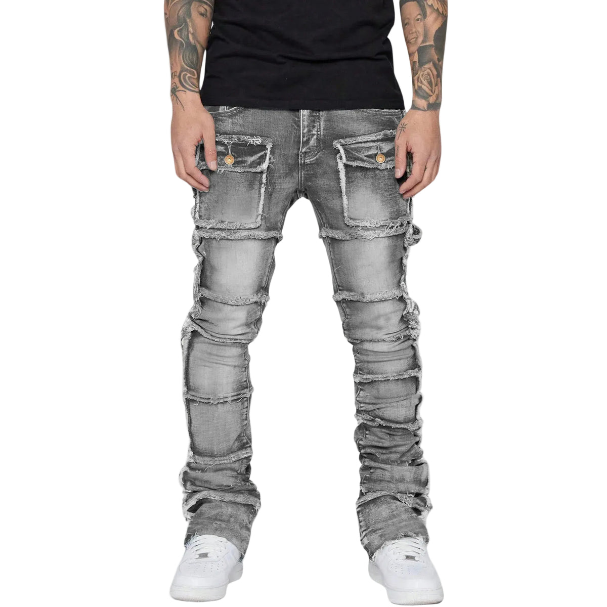 Heren Denim Jeans Met Versleten Afwerking 0