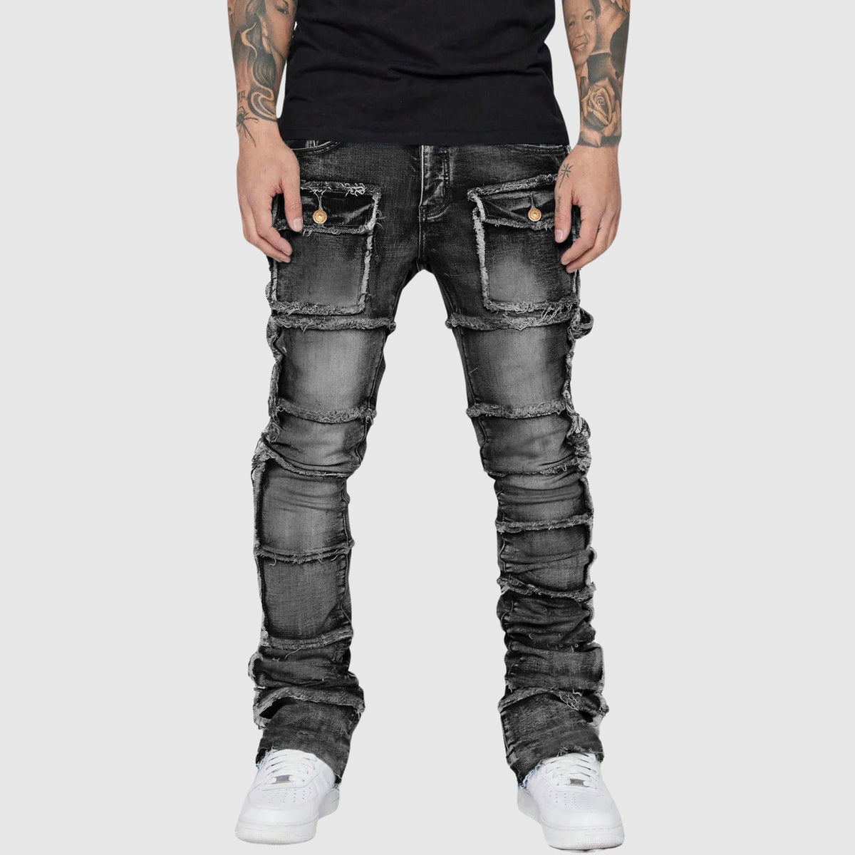 Heren Denim Jeans Met Versleten Afwerking 1