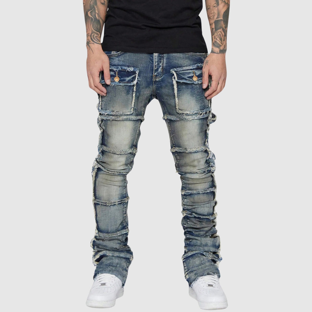 Heren Denim Jeans Met Versleten Afwerking 2