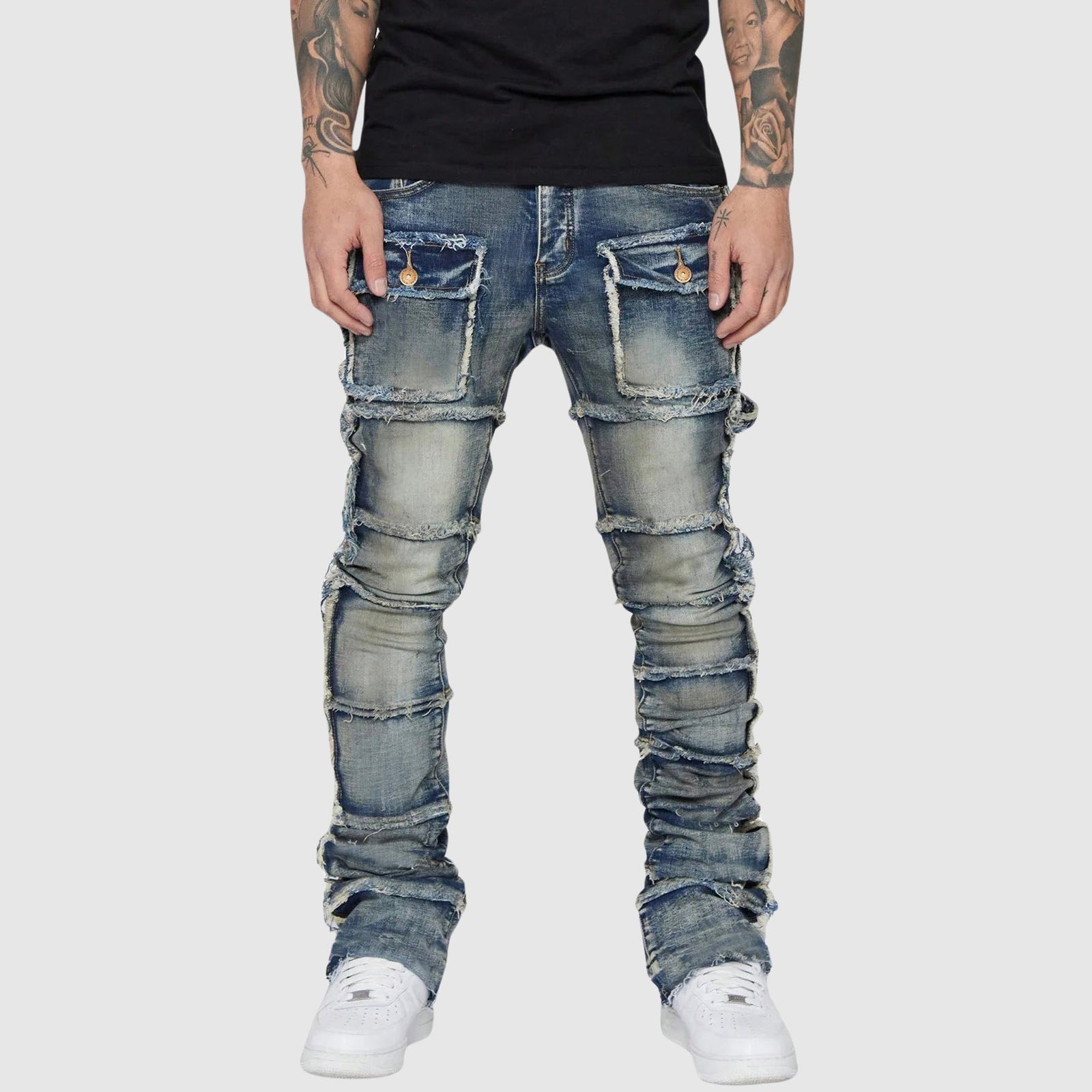 Heren Denim Jeans Met Versleten Afwerking 2