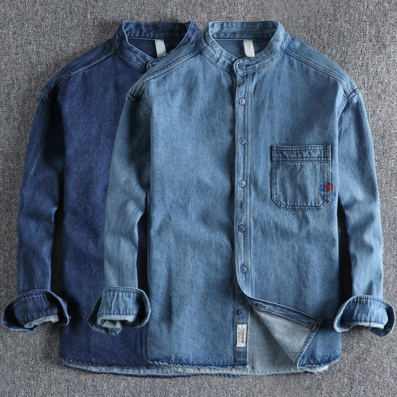 Heren Denim Overhemd Lente Washed Stijl 2