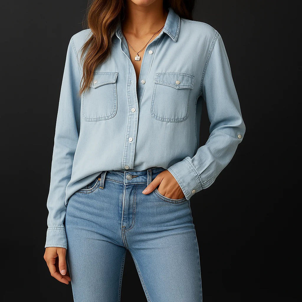 Heren Denim Overhemd Met Knopen 1