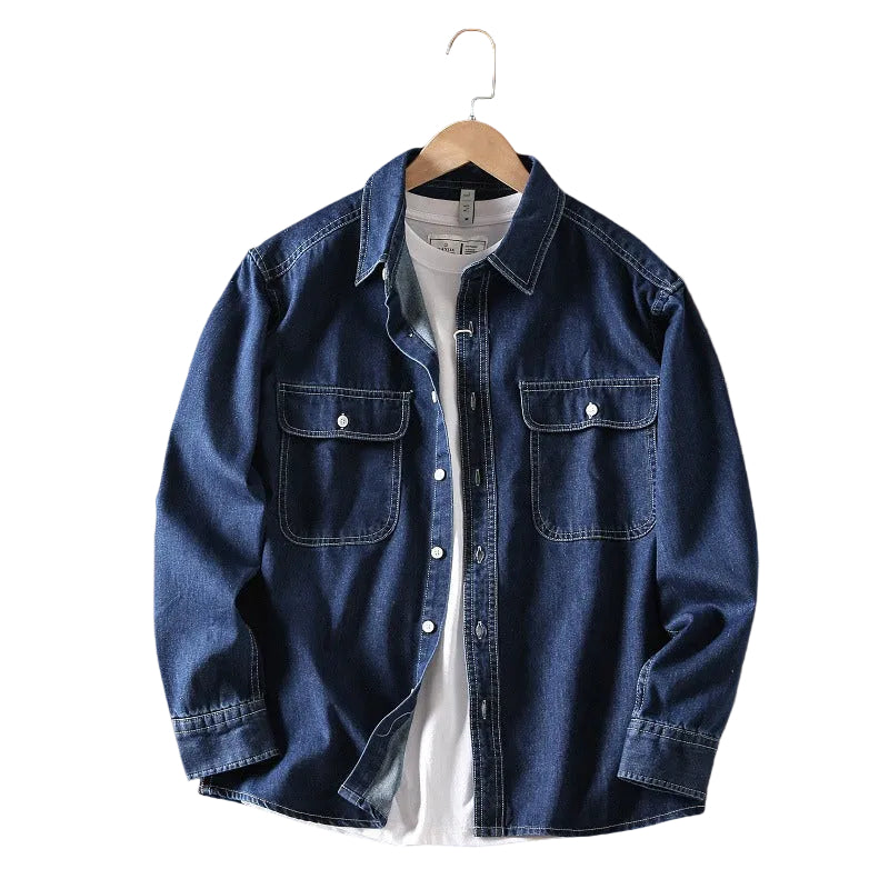Heren Denim Overhemd Retro Stijl 0