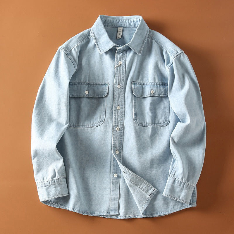 Heren Denim Overhemd Retro Stijl 1