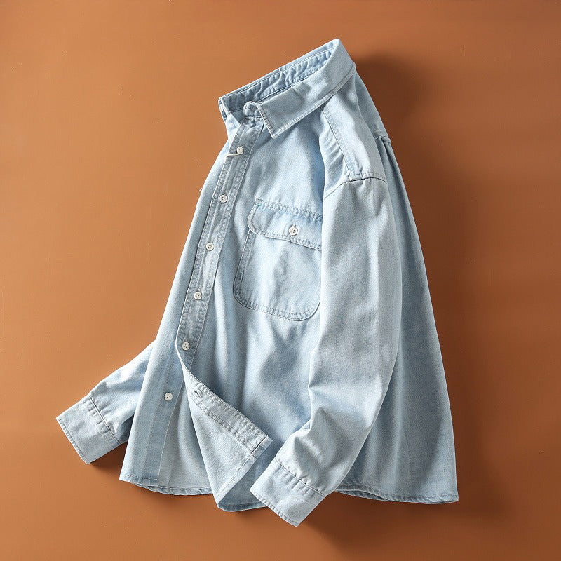 Heren Denim Overhemd Retro Stijl 3