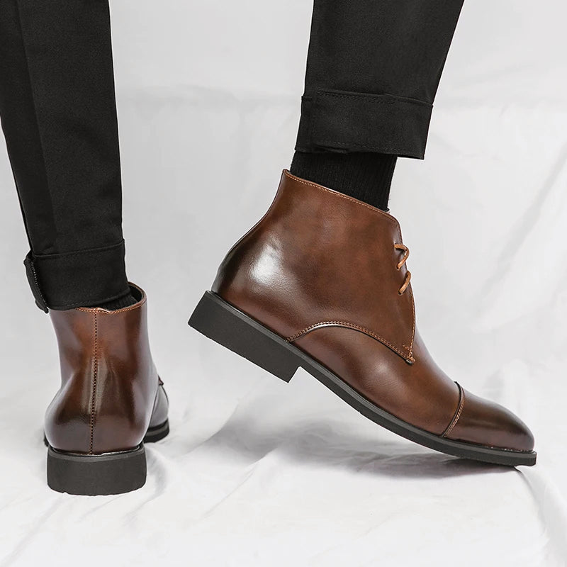 Heren Enkellaarzen Met Vetersluiting Voor Casual En Formele Stijl 3