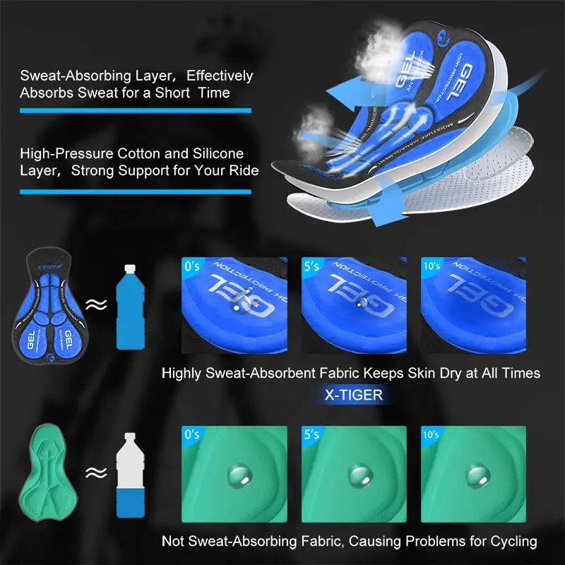 Heren Fietsshorts 5D Ademend Gevoerd Polyester Spandex 4