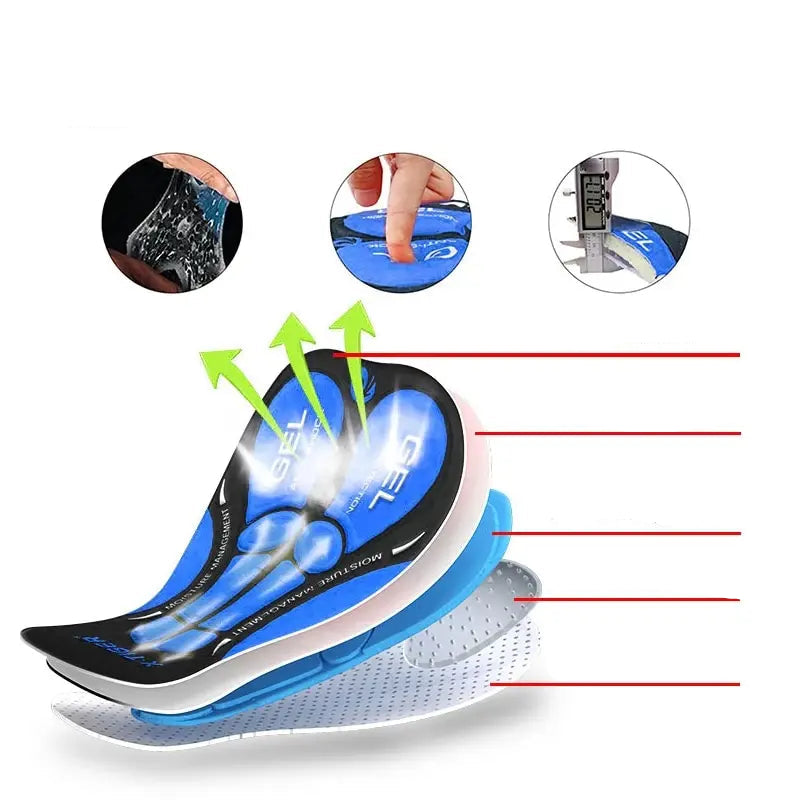 Heren Fietsshorts 5D Ademend Gevoerd Polyester Spandex 5