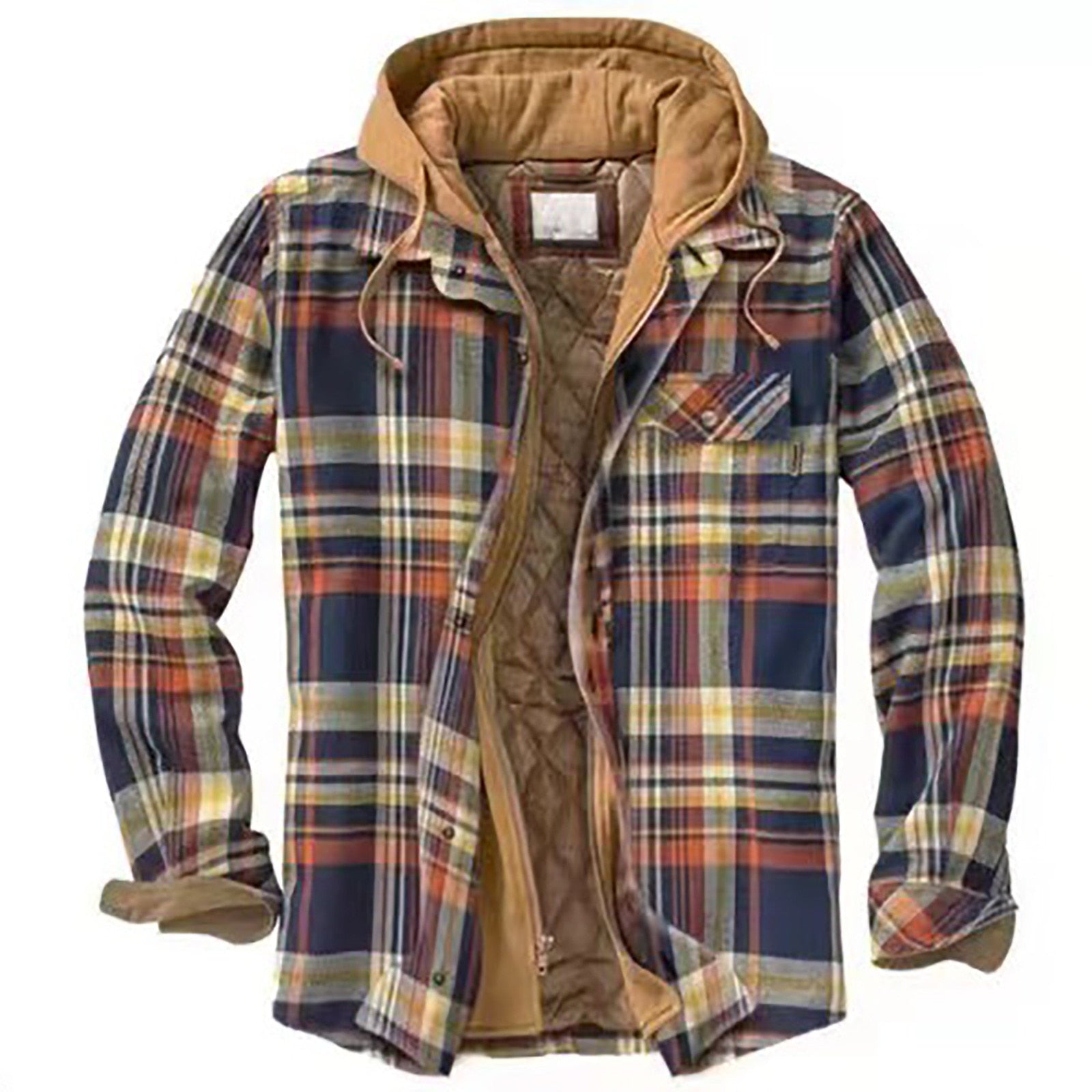 Heren Flanellen Jacka met Capuchon Ruitpatroon Winterstijl 1