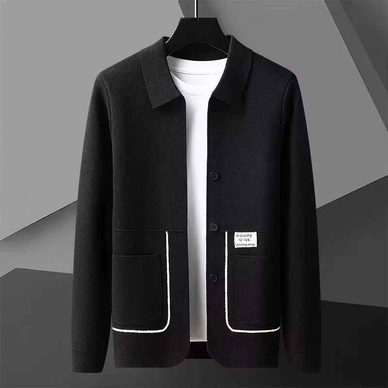 Heren Gebreid Vest Met Witte Accenten 0